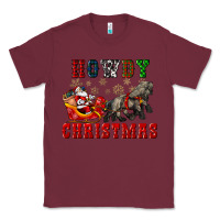 Burgundy howdy christmas with santa riding his sleighs Classic Tee - CowGirlArtShop