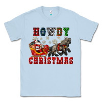 Dusty Blue howdy christmas with santa riding his sleighs Classic Tee - CowGirlArtShop
