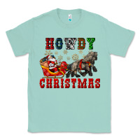 Seafoam howdy christmas with santa riding his sleighs Classic Tee - CowGirlArtShop