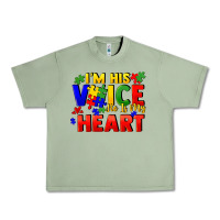 Oil Green I'm his voice he is my heart Urban Heavy Tee - FaDigitalArtStudio