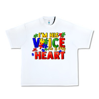 White I'm his voice he is my heart Urban Heavy Tee - FaDigitalArtStudio
