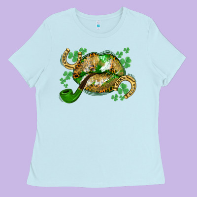 St. Patrick's Day Lips Ladies Tee Designed By Cowgirlartshop