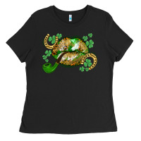 Black St. Patrick's Day lips Ladies Tee - CowGirlArtShop