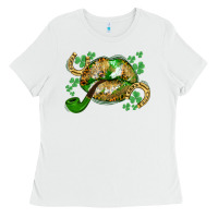 White St. Patrick's Day lips Ladies Tee - CowGirlArtShop