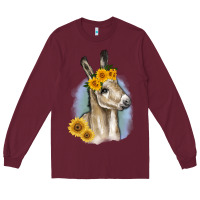 Burgundy Sunflower Baby Donkey Long Sleeve Tee - RanaPortraitStore