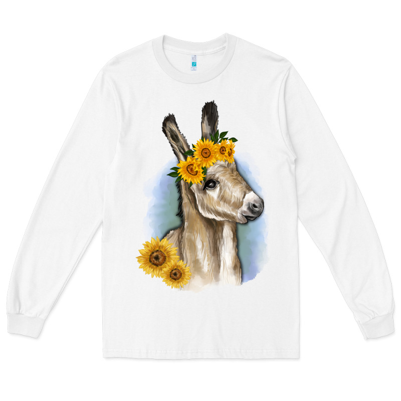 Sunflower Baby Donkey Long Sleeve Tee by RanaPortraitStore | Teevron