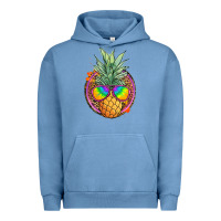 Pigment Pebble Blue pineapple and glasses Urban Hoodie - JahusDesignShop