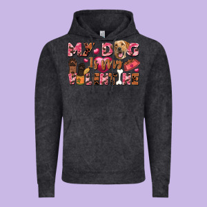 My Dog Is My Valentine Vintage Hoodie Designed By Fadigitalartstudio