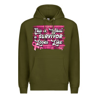 Army Green this is what a survivor looks like breast cancer awareness Premium Hoodie - Jasminsmagicworld