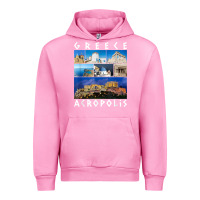 Fuchsia Pink greece acropolis famous sights gallery traveler souvenir t shirt Urban Hoodie - baoMotion