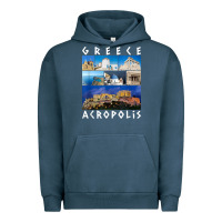 Pigment Midnight Navy greece acropolis famous sights gallery traveler souvenir t shirt Urban Hoodie - baoMotion