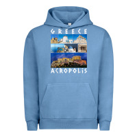 Pigment Pebble Blue greece acropolis famous sights gallery traveler souvenir t shirt Urban Hoodie - baoMotion