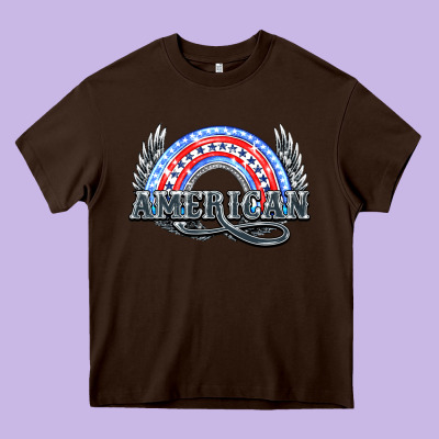 American Rainbow Heavy Core Tee Designed By Howdyjamesfarm