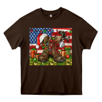 Chocolate Brown Army Veteran Boots Christmas Tumbler 4th of july Heavy Core Tee - HowdyJamesFarm