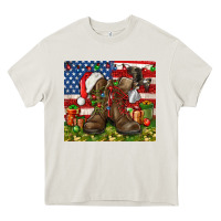 Cream Army Veteran Boots Christmas Tumbler 4th of july Heavy Core Tee - HowdyJamesFarm