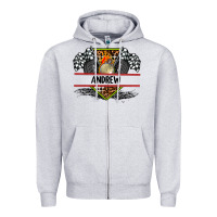 Heather Grey custom name race flag and race equipment Zipper Hoodie - AdoDesignShop