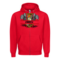 Red custom name race flag and race equipment Zipper Hoodie - AdoDesignShop