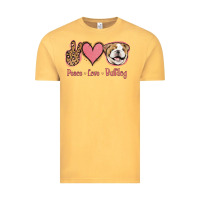 Vintage Mustard Peace Love Bulldog Vintage Tee - Jasminsmagicworld