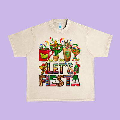 Let's Fiesta Mexico Coffee Cups With Cactus Urban Heavy Tee Designed By Fadigitalartstudio