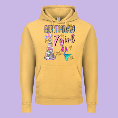 Birthday Girl 7 Vintage Hoodie Designed By Bundleandbundleshop