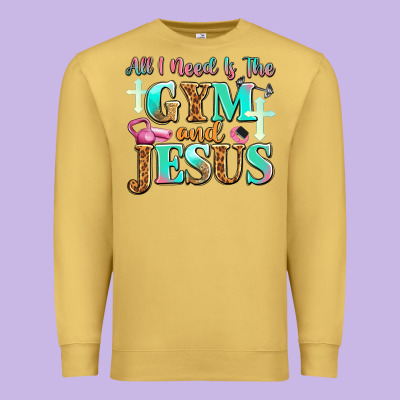 All I Need Is The Gym And Jesus Premium Sweatshirt Designed By Jahusdesignshop