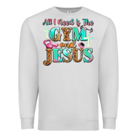 Dove Grey all i need is the gym and jesus Premium Sweatshirt - JahusDesignShop