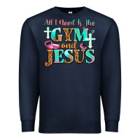 Navy all i need is the gym and jesus Premium Sweatshirt - JahusDesignShop