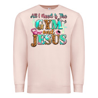 Pale Pink all i need is the gym and jesus Premium Sweatshirt - JahusDesignShop