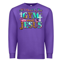 Purple all i need is the gym and jesus Premium Sweatshirt - JahusDesignShop
