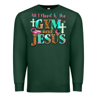Sports Green all i need is the gym and jesus Premium Sweatshirt - JahusDesignShop
