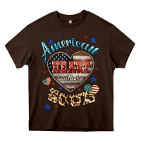 Chocolate Brown American heart southern soul Heavy Core Tee - HowdyJamesFarm