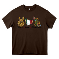 Chocolate Brown Peace Love Mexicana Heavy Core Tee - RanaPortraitStore