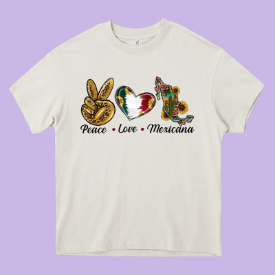 Peace Love Mexicana Heavy Core Tee Designed By Ranaportraitstore