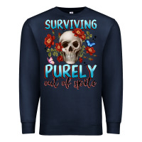 Navy surviving purely out of spite Premium Sweatshirt - JahusDesignShop