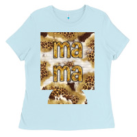 Baby Blue Mama with leopard and cowhide regular can cooler Ladies Tee - HowdyJamesFarm