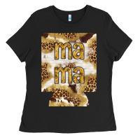 Black Mama with leopard and cowhide regular can cooler Ladies Tee - HowdyJamesFarm