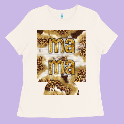 Mama With Leopard And Cowhide Regular Can Cooler Ladies Tee Designed By Howdyjamesfarm