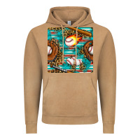 Vintage Camel baseball glove and bat with serape seamless pattern Vintage Hoodie - BundleAndBundleShop