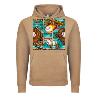 Vintage Coffee baseball glove and bat with serape seamless pattern Vintage Hoodie - BundleAndBundleShop