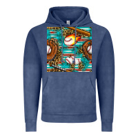 Vintage Denim baseball glove and bat with serape seamless pattern Vintage Hoodie - BundleAndBundleShop