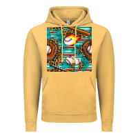 Vintage Mustard baseball glove and bat with serape seamless pattern Vintage Hoodie - BundleAndBundleShop