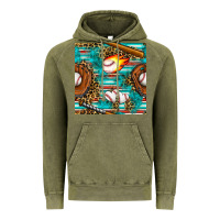Vintage Olive baseball glove and bat with serape seamless pattern Vintage Hoodie - BundleAndBundleShop