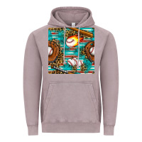 Vintage Zinc baseball glove and bat with serape seamless pattern Vintage Hoodie - BundleAndBundleShop