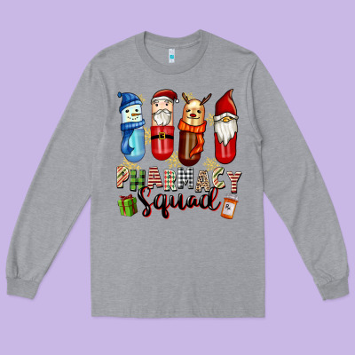 Pharmacy Squad Christmas Long Sleeve Tee Designed By Fadigitalartstudio