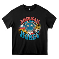 Black American honey smiley Heavy Core Tee - HowdyJamesFarm