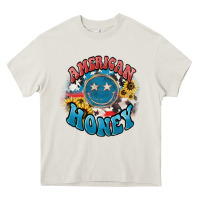 Cream American honey smiley Heavy Core Tee - HowdyJamesFarm