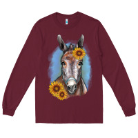 Burgundy Sunflower Donkey Long Sleeve Tee - RanaPortraitStore