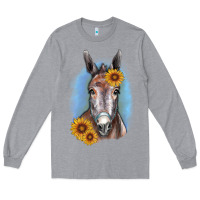 Heather Grey Sunflower Donkey Long Sleeve Tee - RanaPortraitStore