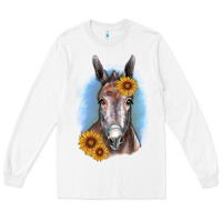 White Sunflower Donkey Long Sleeve Tee - RanaPortraitStore