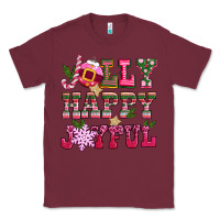 Burgundy jolly happy joyful pink christmas Classic Tee - CowGirlArtShop